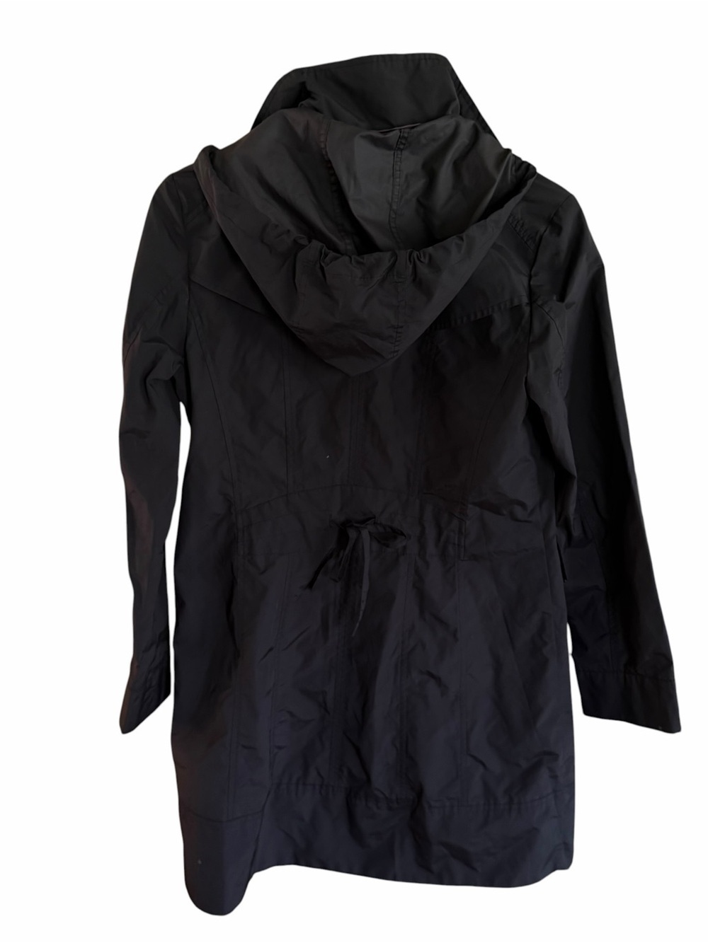 Cole Haan Signature Black Hooded Rain Jacket Womens Small Petite Zip Coat - Picture 8 of 12